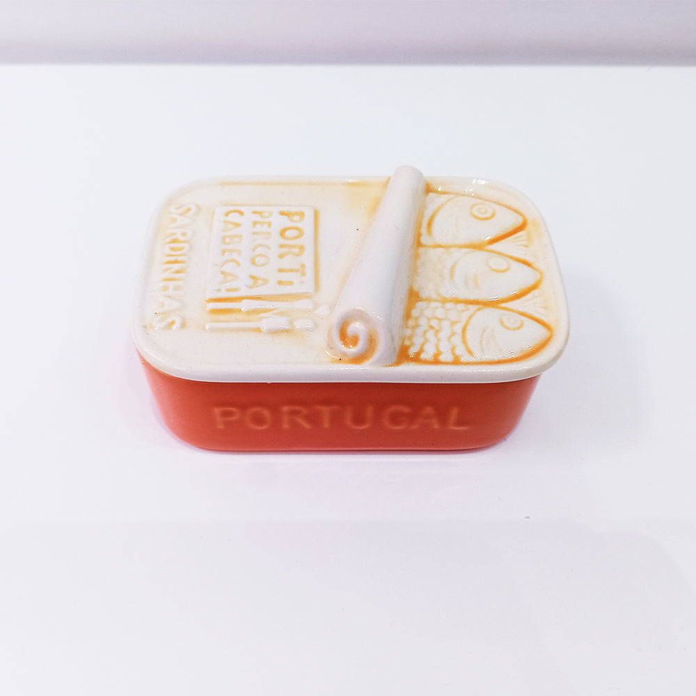 Orange Hand-painted Portuguese Ceramic Box for Soaps 