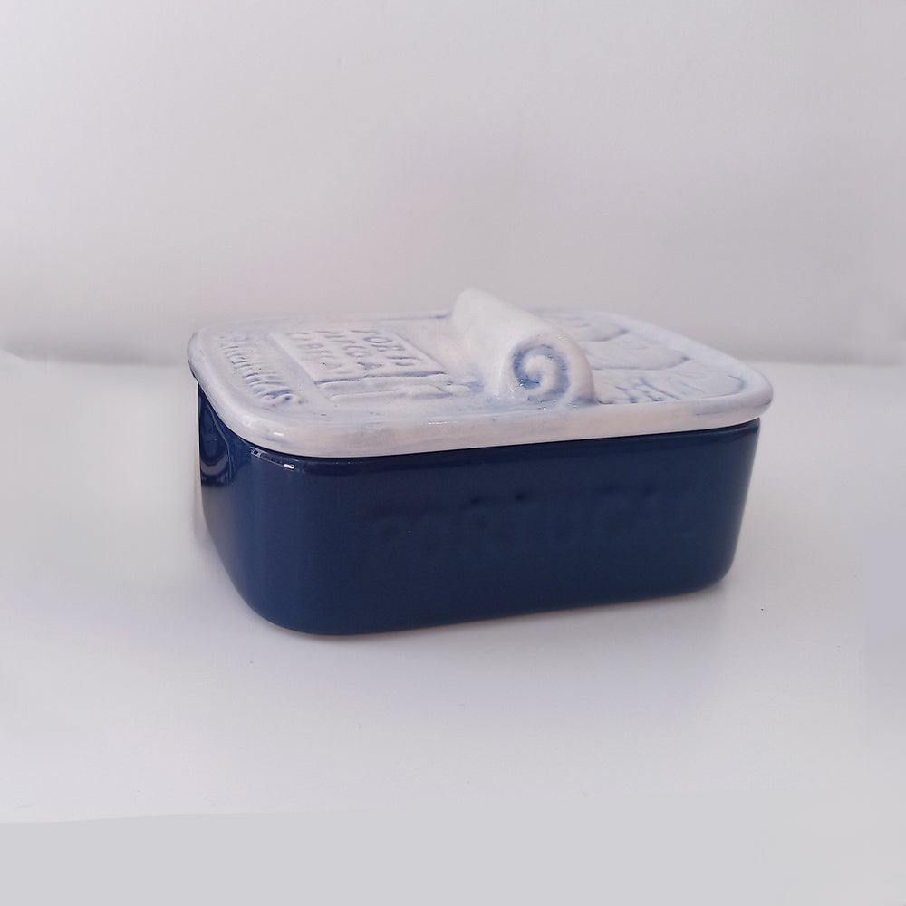 Dark Blue Hand-painted Portuguese Ceramic Soap Box