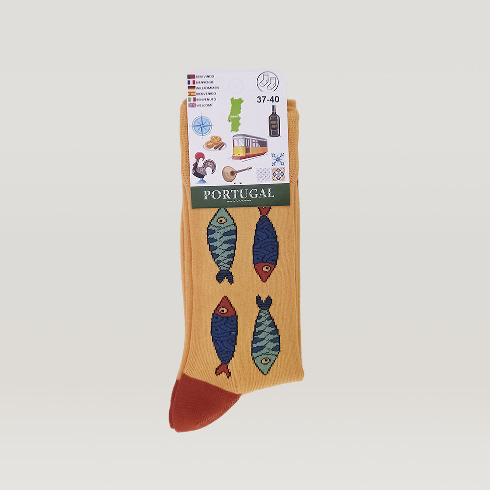 These high quality Portuguese Sardine socks by Tejo Shop feature playful Portuguese Sardine designs.